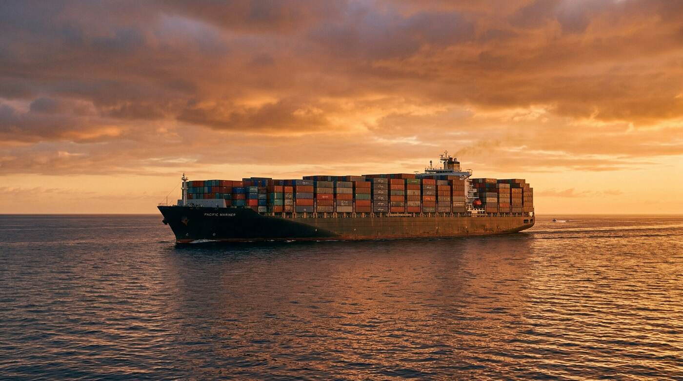 Container ship at sea
